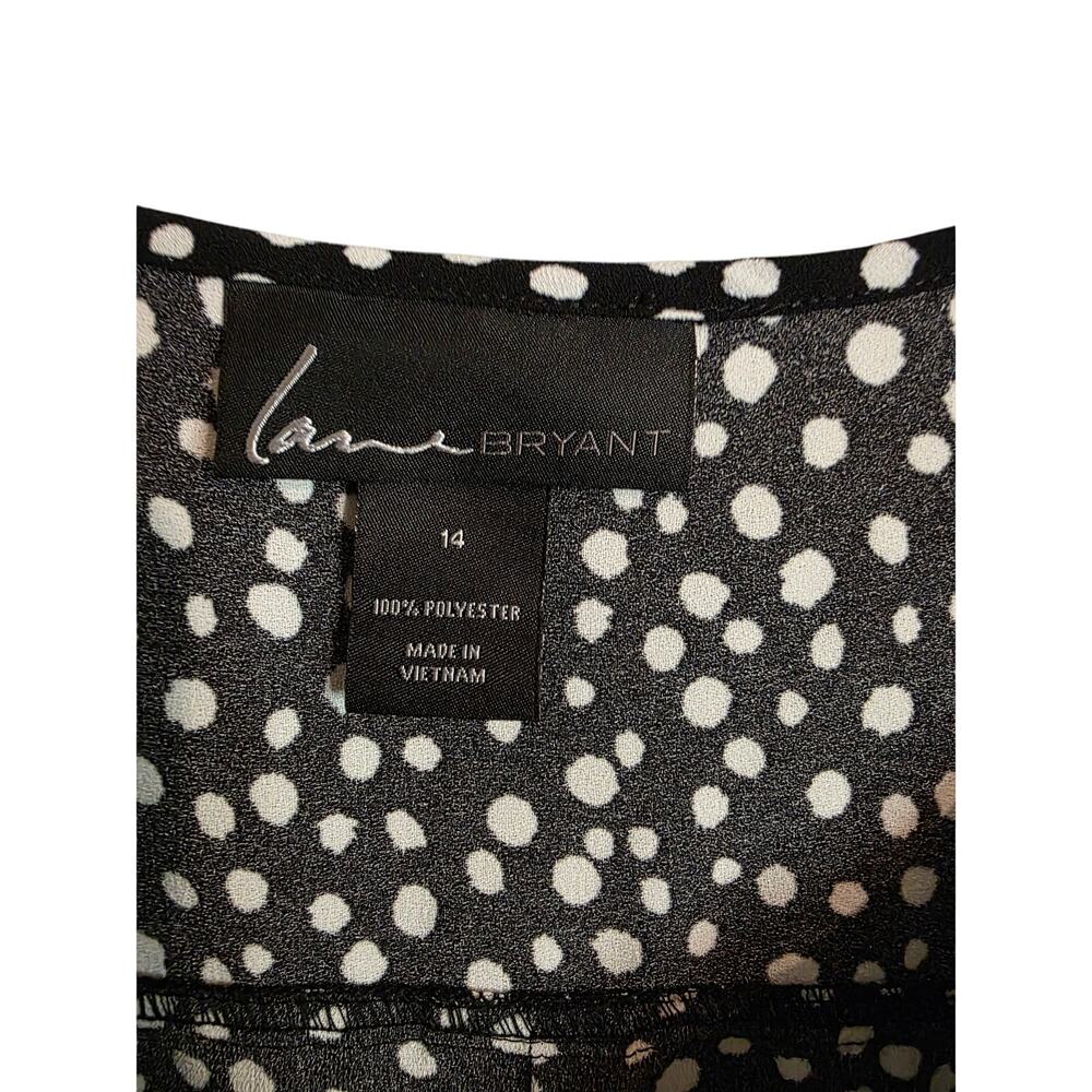 Lane Bryant Dress Women Size 14 Black White Polka Dots Front 1/4 Zip 3/4 Sleeves - Picture 2 of 7